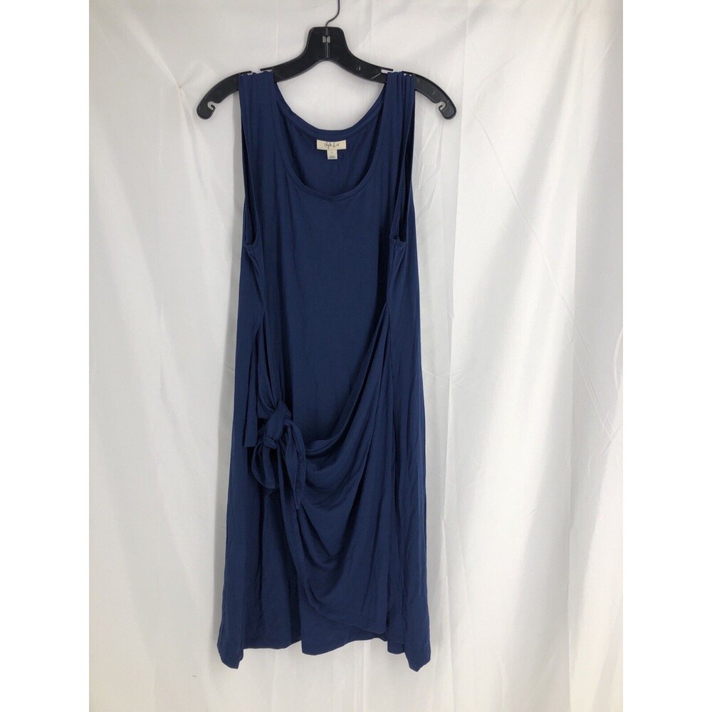 Style & Co Dress Essential Tie Front Dress Sleeveless Large Navy NWT *
